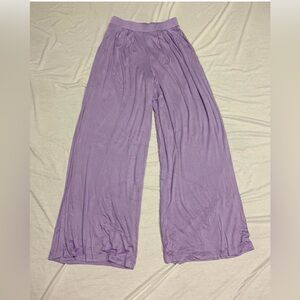 Women’s Purple Self-Double Layer Wide Leg Pants